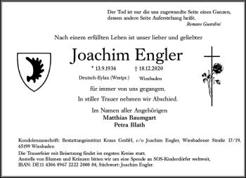 Traueranzeige von Joachim Engler von vrm-trauer