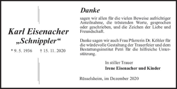 Traueranzeige von Karl Eismacher von vrm-trauer
