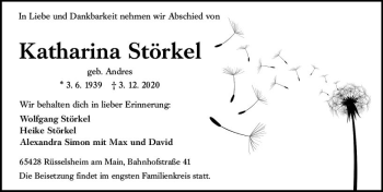 Traueranzeige von Katharina Störkel von vrm-trauer