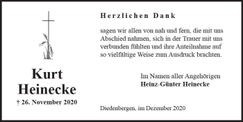 Traueranzeige von Kurt Heinecke von vrm-trauer