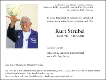 Traueranzeige von Kurt Strubel von vrm-trauer