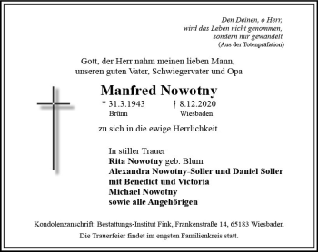Traueranzeige von Manfred Nowotny von vrm-trauer