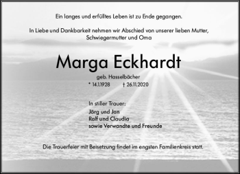 Traueranzeige von Marga Eckhardt von vrm-trauer