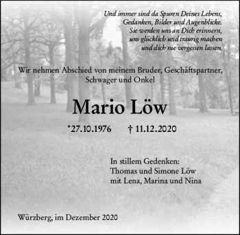 Traueranzeige von Mario Löw von vrm-trauer