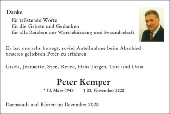 Traueranzeige von Peter Kemper von vrm-trauer
