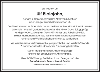 Traueranzeige von Ulf Bialojahn von vrm-trauer