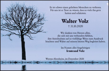 Traueranzeige von Walter Volz von vrm-trauer