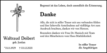 Traueranzeige von Waltraud Deibert von vrm-trauer
