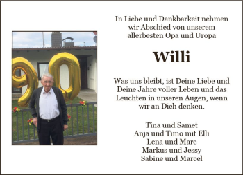 Traueranzeige von Willi  von vrm-trauer