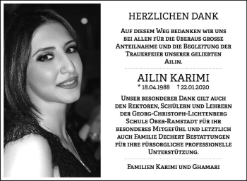 Traueranzeige von Ailin Karimi von vrm-trauer