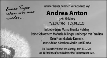 Traueranzeige von Andrea Anton von vrm-trauer