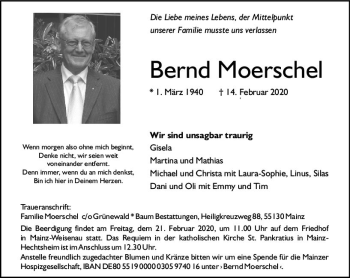 Traueranzeige von Bernd Moerschel von vrm-trauer