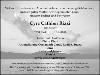 Traueranzeige von Cyra Cathlen Rizzi von vrm-trauer