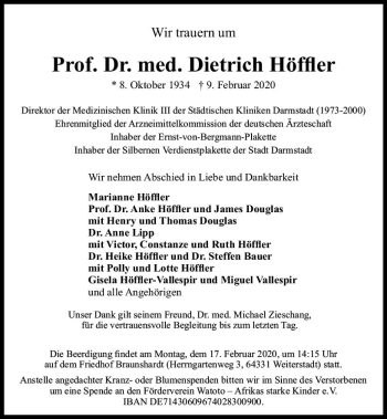 Traueranzeige von Dietrich Höffler von vrm-trauer