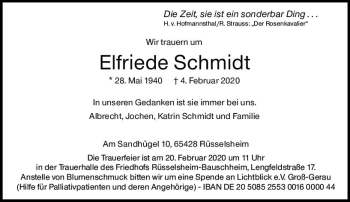 Traueranzeige von Elfriede Schmidt von vrm-trauer