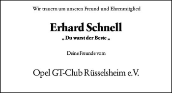 Traueranzeige von Erhard Schnell von vrm-trauer