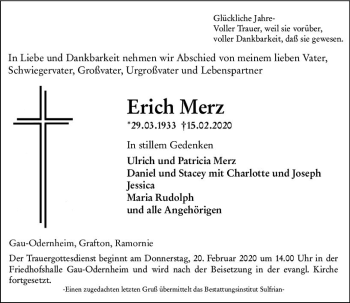 Traueranzeige von Erich Merz von vrm-trauer