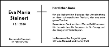 Traueranzeige von Eva Maria Steinert von vrm-trauer