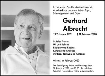 Traueranzeige von Gerhard Albrecht von vrm-trauer