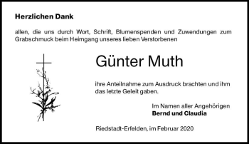 Traueranzeige von Günter Muth von vrm-trauer