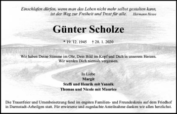 Traueranzeige von Günter Scholze von vrm-trauer