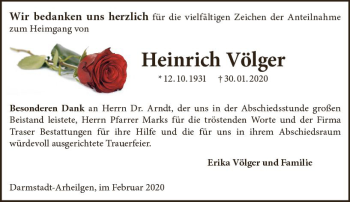 Traueranzeige von Heinrich Völger von vrm-trauer
