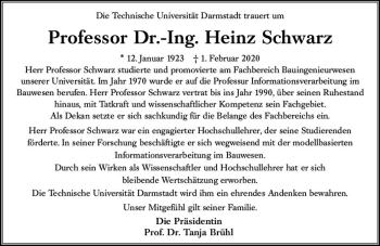 Traueranzeige von Heinz Schwarz von vrm-trauer