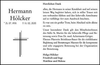 Traueranzeige von Hermann Hölcker von vrm-trauer