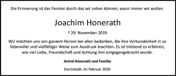 Traueranzeige von Joachim Honerath von vrm-trauer
