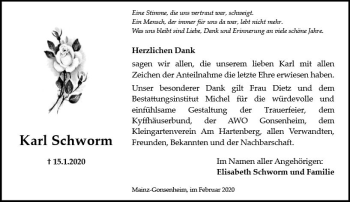 Traueranzeige von Karl Schworm von vrm-trauer