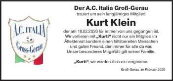 Traueranzeige von Kurt Klein von vrm-trauer