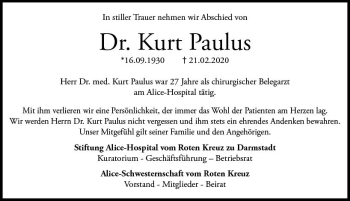 Traueranzeige von Kurt Paulus von vrm-trauer