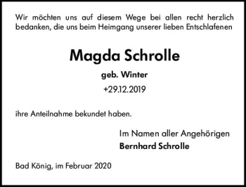 Traueranzeige von Magda Schrolle von vrm-trauer