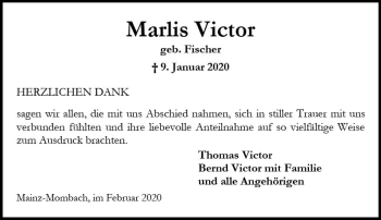 Traueranzeige von Marlis Victor von vrm-trauer
