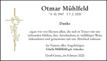 Traueranzeige von Otmar Mühlfeld von vrm-trauer