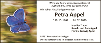 Traueranzeige von Petra Appel von vrm-trauer
