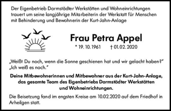 Traueranzeige von Petra Appel von vrm-trauer