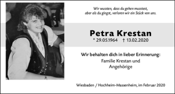 Traueranzeige von Petra Krestan von vrm-trauer