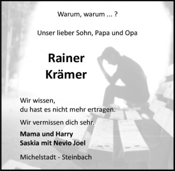 Traueranzeige von Rainer Krämer von vrm-trauer