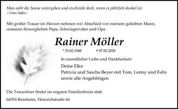 Traueranzeige von Rainer Möller von vrm-trauer