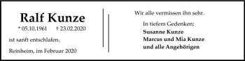 Traueranzeige von Ralf Kunze von vrm-trauer