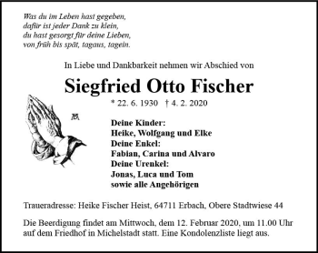 Traueranzeige von Siegfried Otto Fischer von vrm-trauer