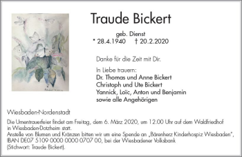 Traueranzeige von Traude Bickert von vrm-trauer