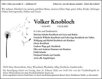 Traueranzeige von Volker Knobloch von vrm-trauer