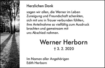 Traueranzeige von Werner Herborn von vrm-trauer