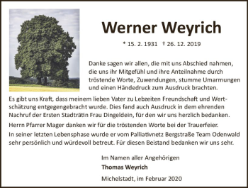 Traueranzeige von Werner Weyrich von vrm-trauer