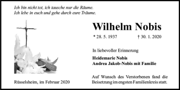 Traueranzeige von Wilhelm Nobis von vrm-trauer