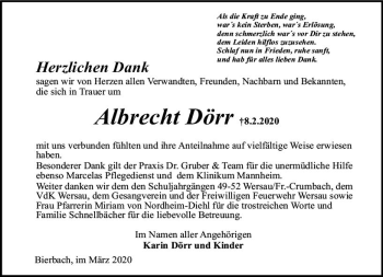 Traueranzeige von Albrecht Dörr von vrm-trauer