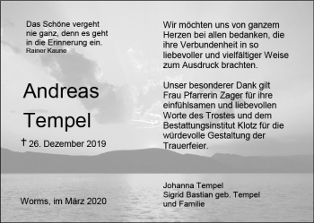 Traueranzeige von Andreas Tempel von vrm-trauer
