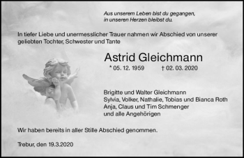 Traueranzeige von Astrid Gleichmann von vrm-trauer